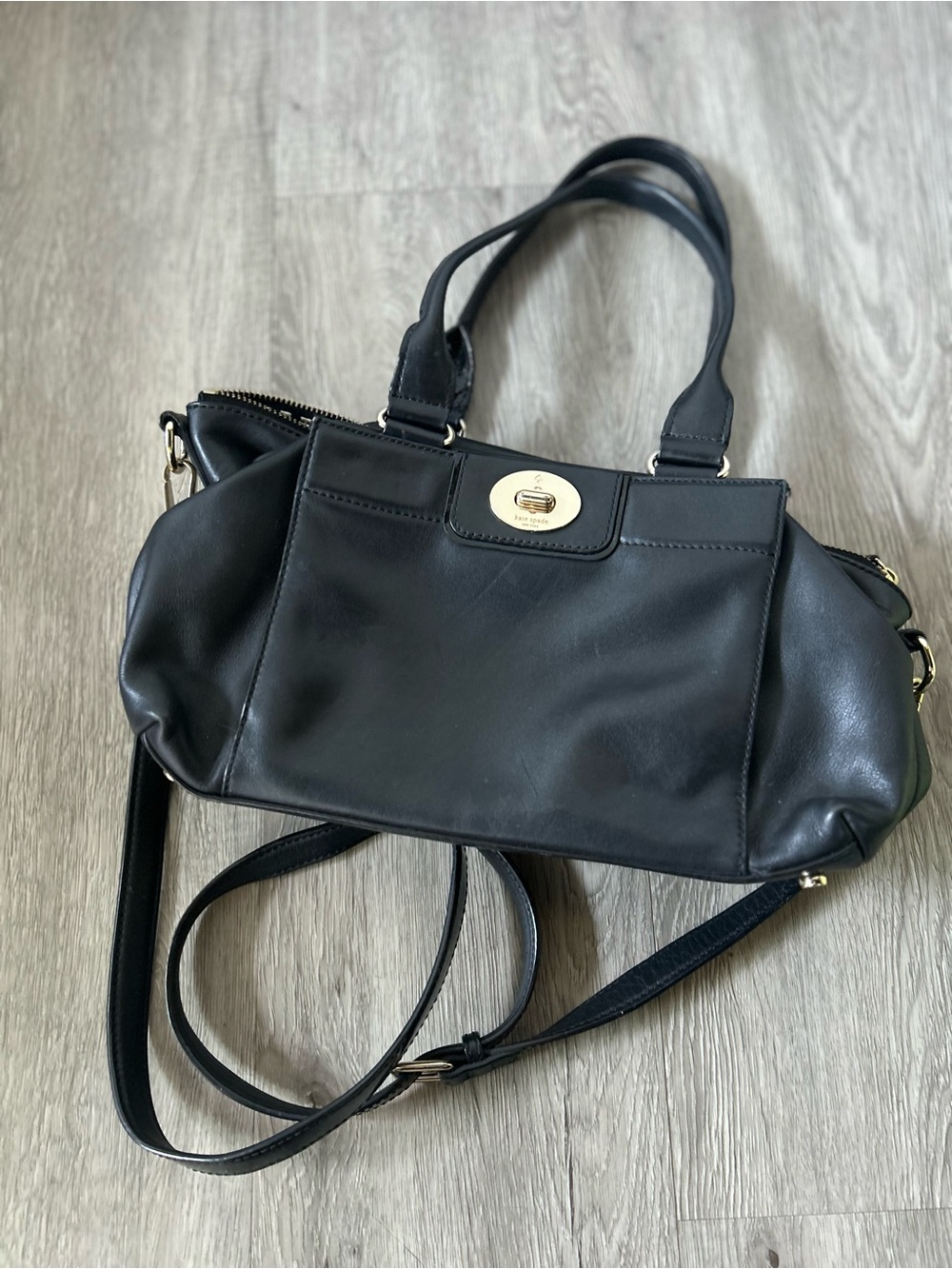 Kate spade black leather crossbody satchel bag